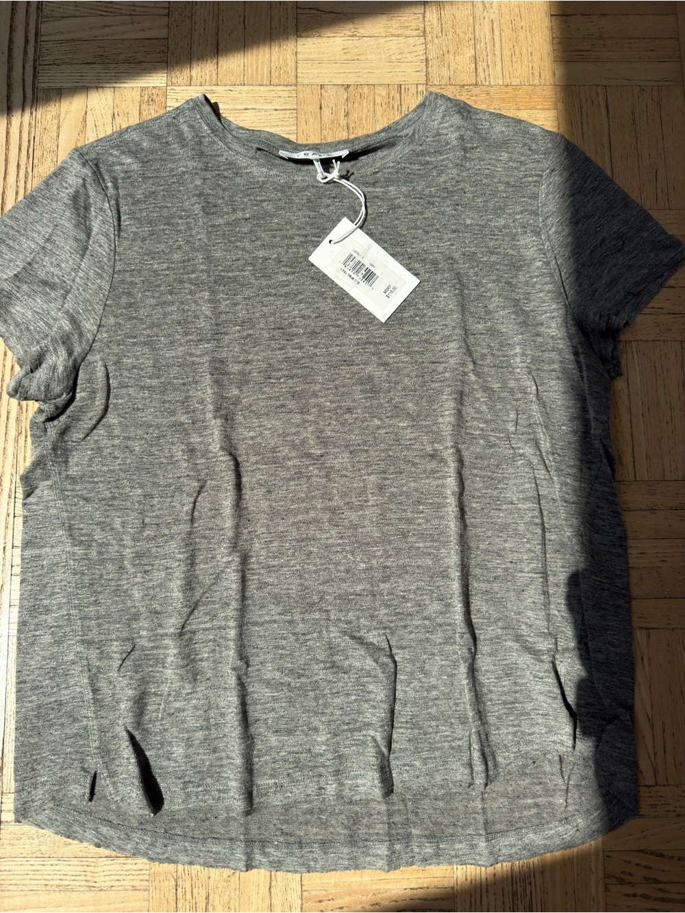 Frame Gray Linen Crew Neck Tee